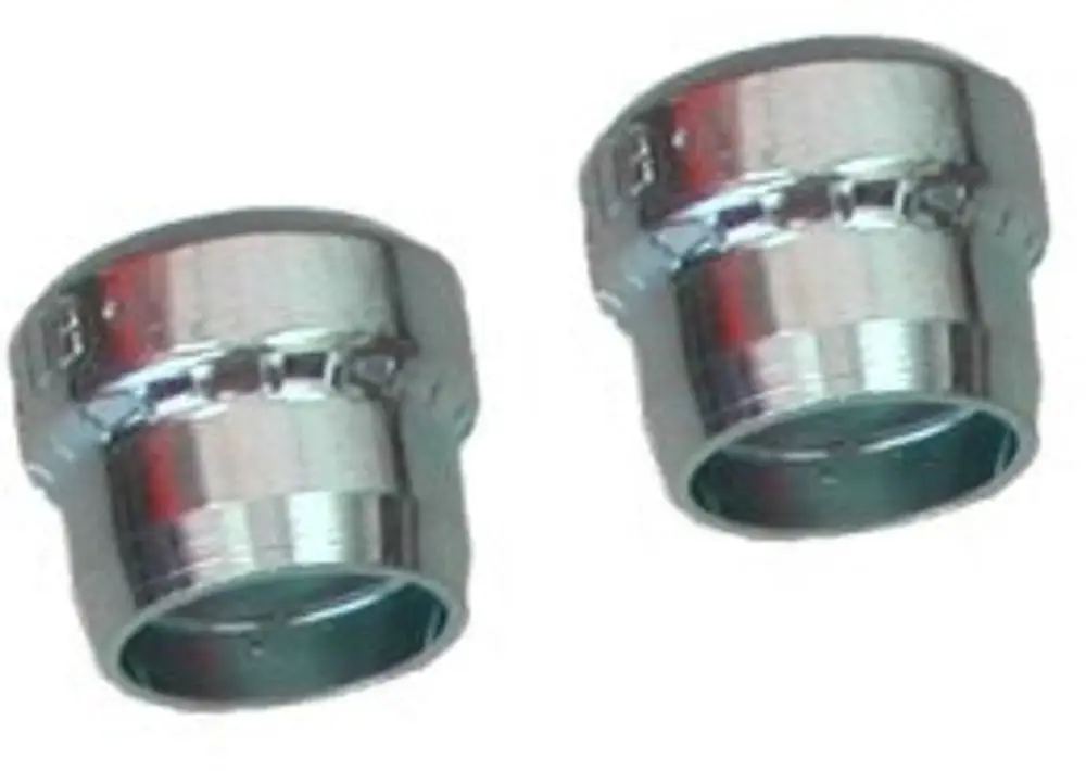 Zwei metallische Schneidringe von Bosch mit glatter Oberfläche und einer runden Form. Sie sind für mechanische Verbindungen konzipiert.